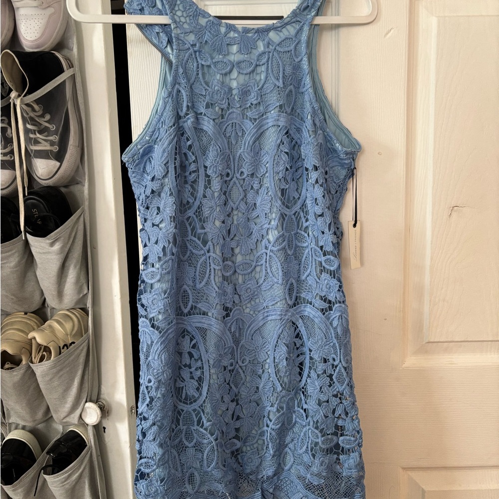 Lovers + Friends Blue Halter Sheath Mini Dress